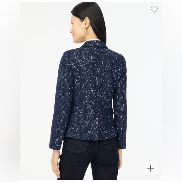NEW J.Crew Women’s Navy Tweed Silver Sequin Schoolboy Blazer size 0 academia - Picture 4 of 11